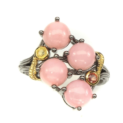 Серебряное кольцо с розовым опалом натуральным арт. 26702