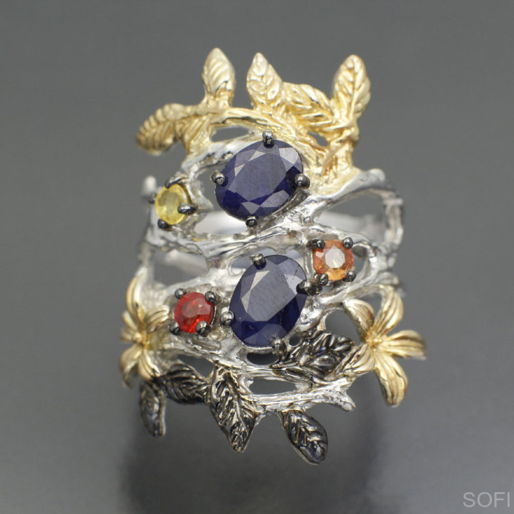 Серебряное кольцо с сапфиром натуральным арт. 14908