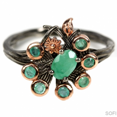 Серебряное кольцо с зеленым бериллом арт 26954