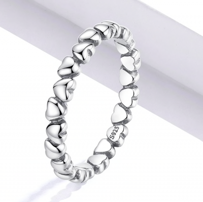 Серебряное кольцо сердечки 925 арт 023