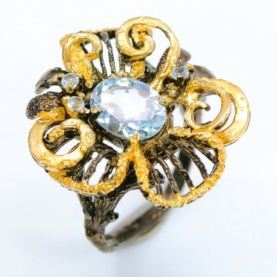 Серебряное кольцо с топазом натуральным арт 28479
