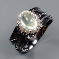 Серебряное кольцо с натуральным пренитом 925 арт 50022