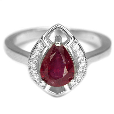 Серебряное кольцо с рубином натуральным арт 24376