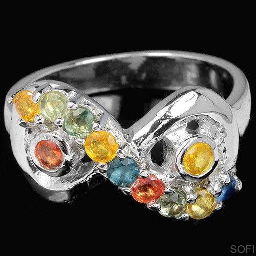 Серебряное кольцо с цветным сапфиром натуральным арт 24357