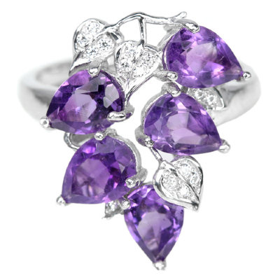 Серебряное кольцо Фиолетовый аметист натуральный арт 6551