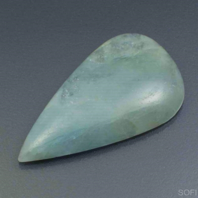Камень Аквамарин натуральный 36х20 мм груша 34.00 карат кабошон арт. 12931