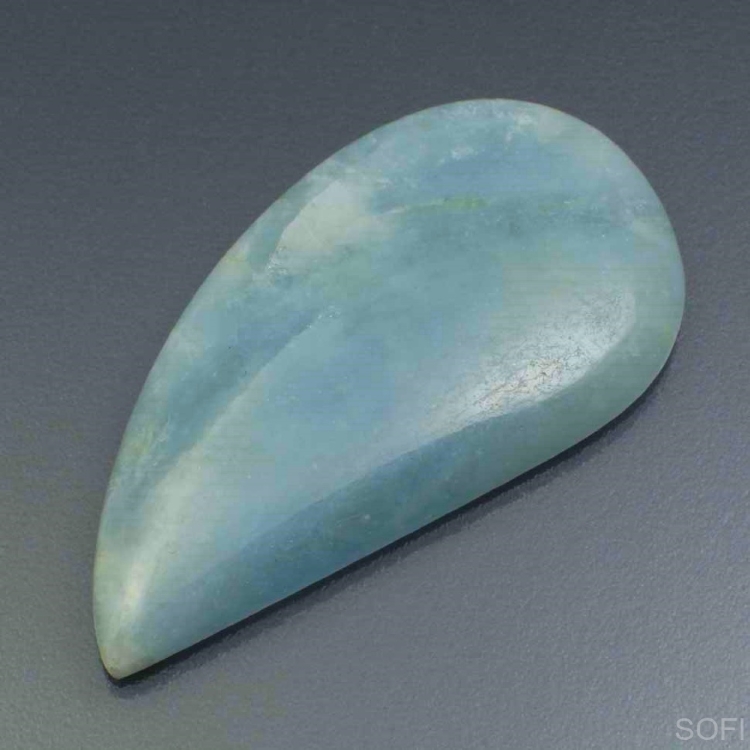 Камень Аквамарин натуральный 57.00 карат 49х26 мм FreeForm кабошон арт. 14124