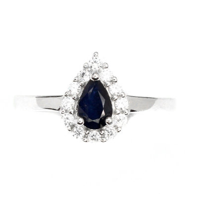 Серебряное кольцо с синим корундом арт 23951