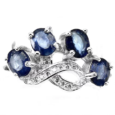Серебряное кольцо с синим корундом натуральным арт. 16525