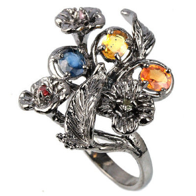 Серебряное кольцо с цветным сапфиром арт. 23615