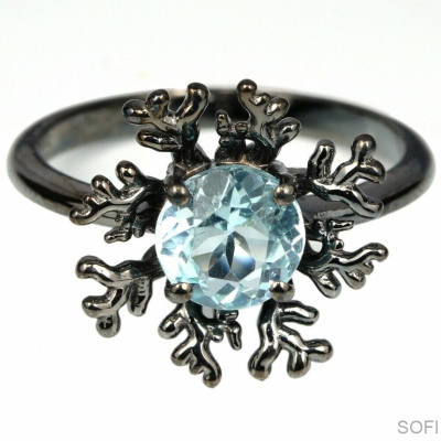 Серебряное кольцо с топазом натуральным арт 26930