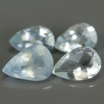Камень Аквамарин натуральный 1.80 карат 7х5 и 6х4 мм груша набор 4 шт арт. 27779